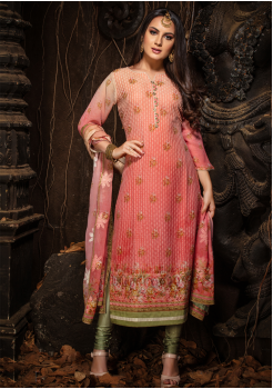 Pink Color Designer Viscose Straight Cut Suit